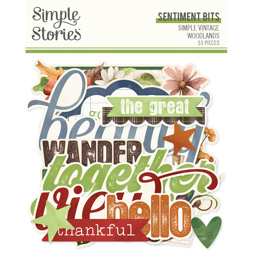 Simple Stories Simple Vintage Woodlands Bits & Pieces -Sentiment