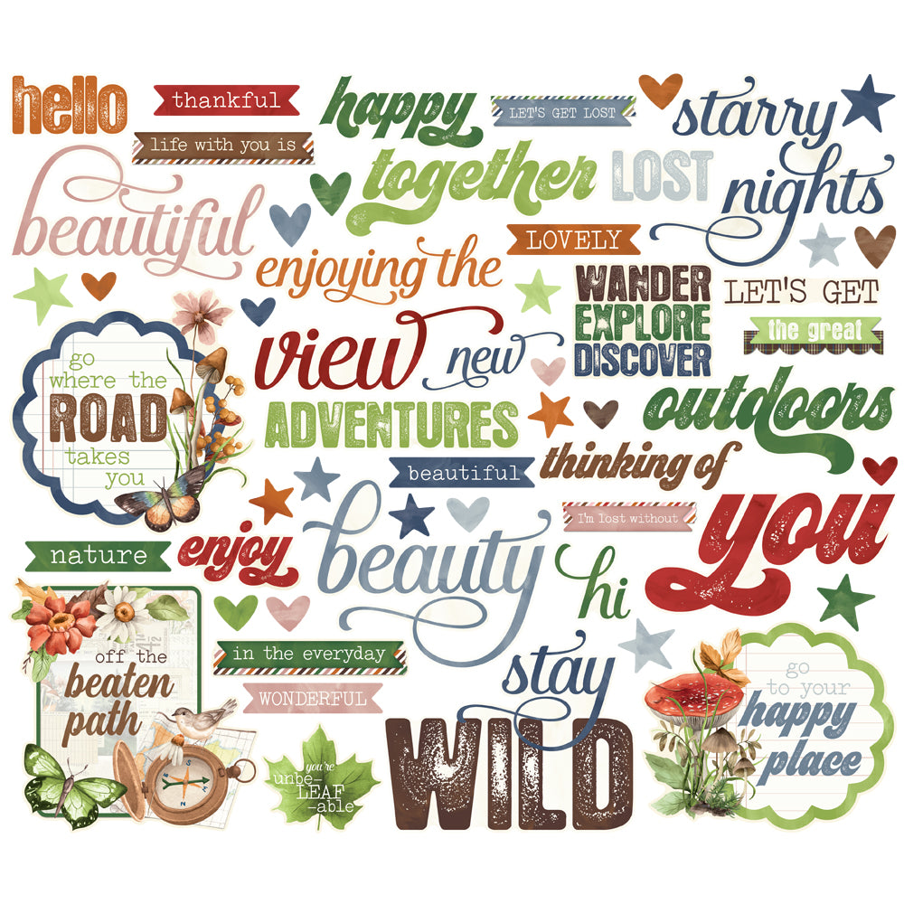 Simple Stories Simple Vintage Woodlands Bits & Pieces -Sentiment