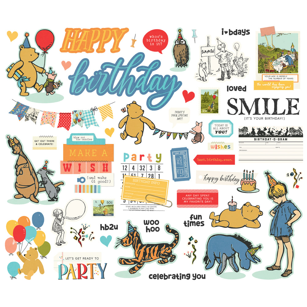 Simple Stories Say Cheese Classic Pooh Birthday Bits & Pieces