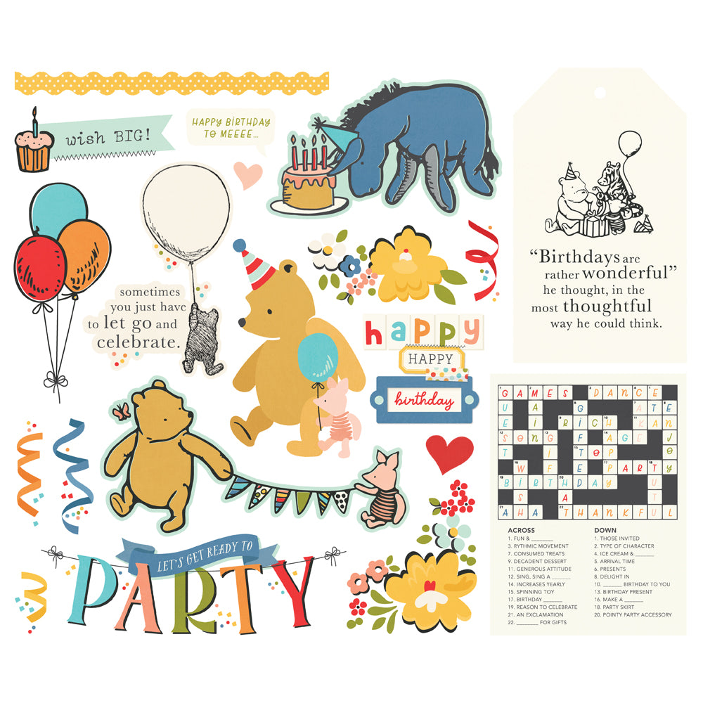 Simple Stories Say Cheese Classic Pooh Birthday Bits & Pieces Die-Cuts-Big