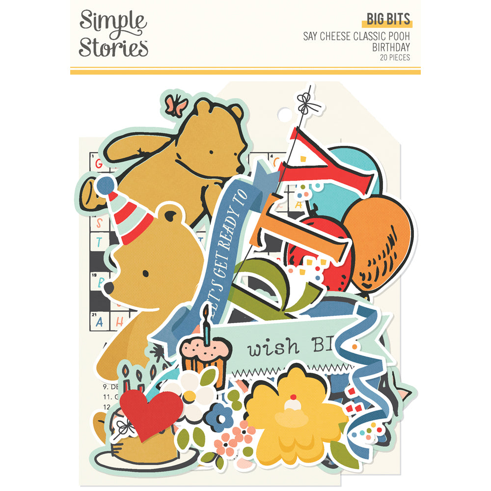 Simple Stories Say Cheese Classic Pooh Birthday Bits & Pieces Die-Cuts-Big
