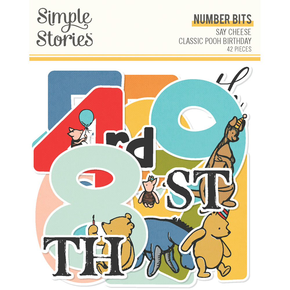 Simple Stories Say Cheese Classic Pooh Birthday Bits & Pieces Die-Cuts-Number