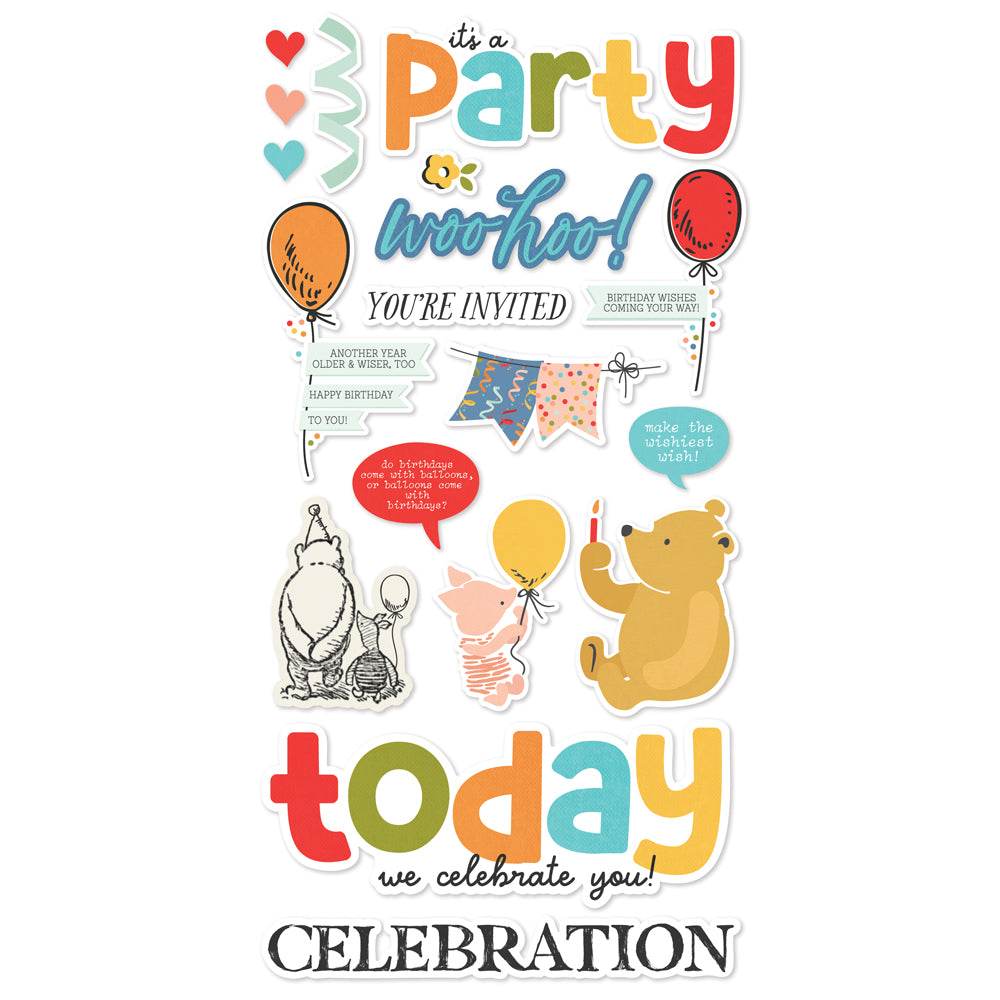 Simple Stories Say Cheese Classic Pooh Birthday Foam Stickers