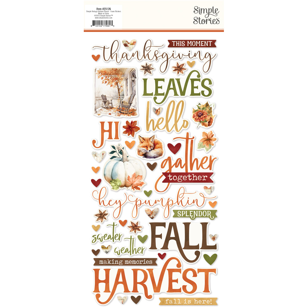 Simple Stories Simple Vintage Autumn Breeze Foam Stickers