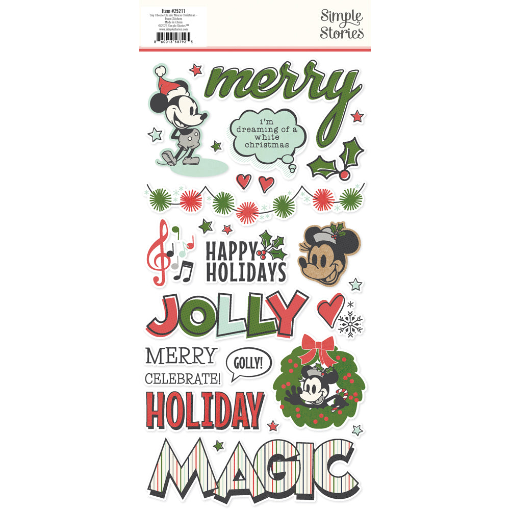 Simple Stories Say Cheese Classic Mouse Christmas Foam Stickers