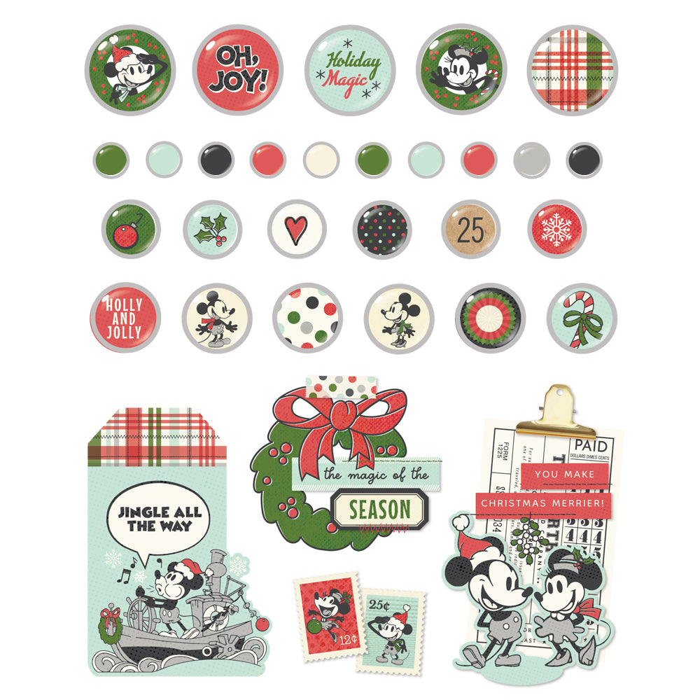 Simple Stories Say Cheese Classic Mouse Christmas Decorative Brads