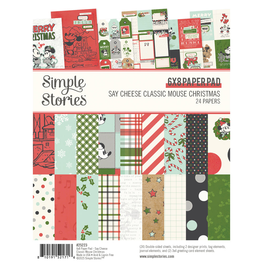 Simple Stories Say Cheese Classic Mouse Christmas Double-Sided Paper Pad 6"X8"
