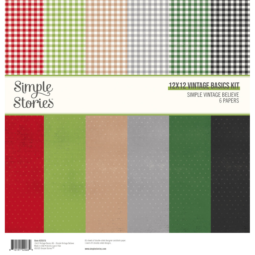 Simple Stories Simple Vintage Believe Vintage Basics Kit 12"X12"
