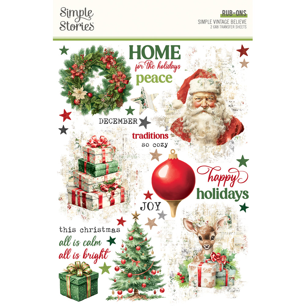 Simple Stories Simple Vintage Believe Rub-On 6"X8"