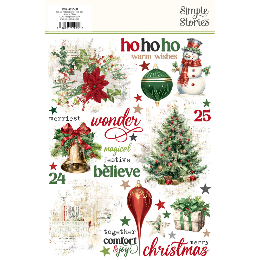 Simple Stories Simple Vintage Believe Rub-On 6"X8"