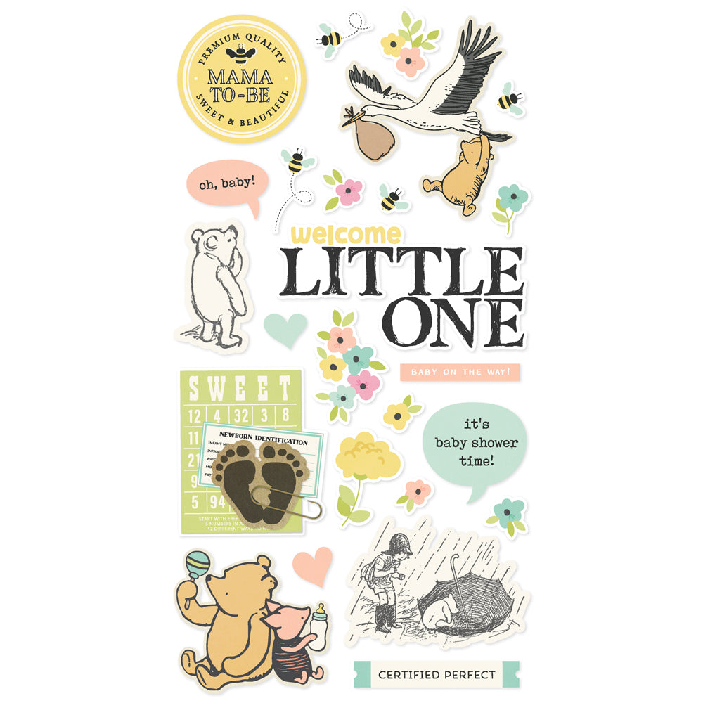 Simple Stories Classic Pooh Baby Chipboard Stickers