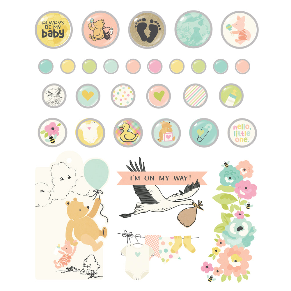 Simple Stories Classic Pooh Baby Adhesive Brads
