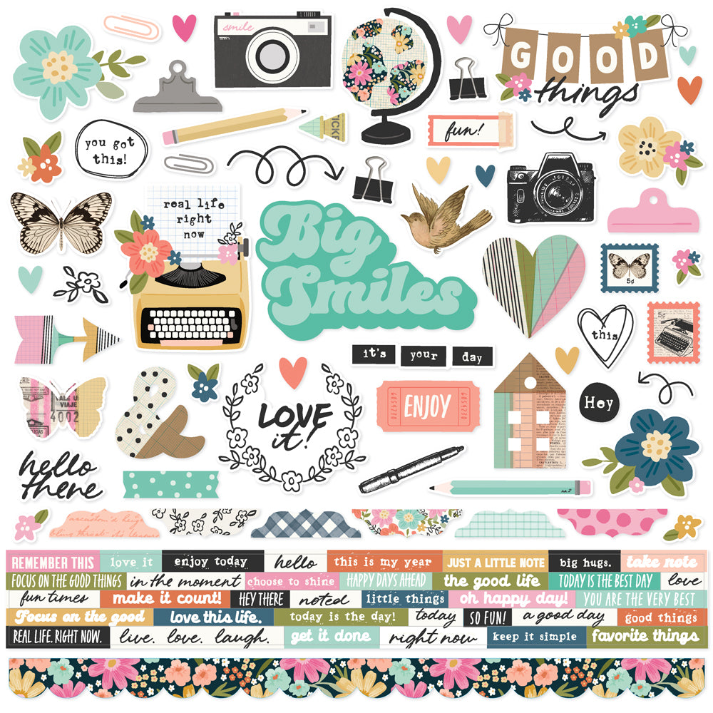 Simple Stories Take Note Cardstock Stickers 12"x12"