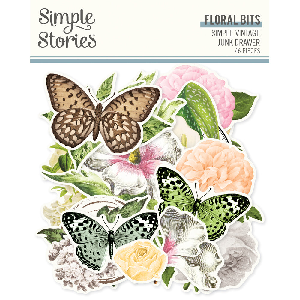 Simple Vintage Junk Drawer Bits & Pieces - Floral