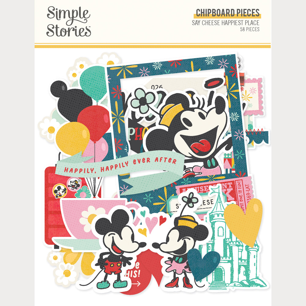 Say Cheese Happiest Place - Chipboard Pieces