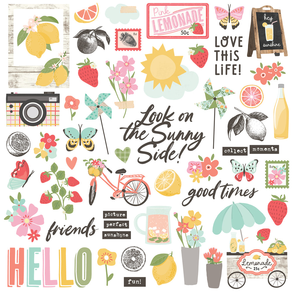 Pink Lemonade - Chipboard Pieces