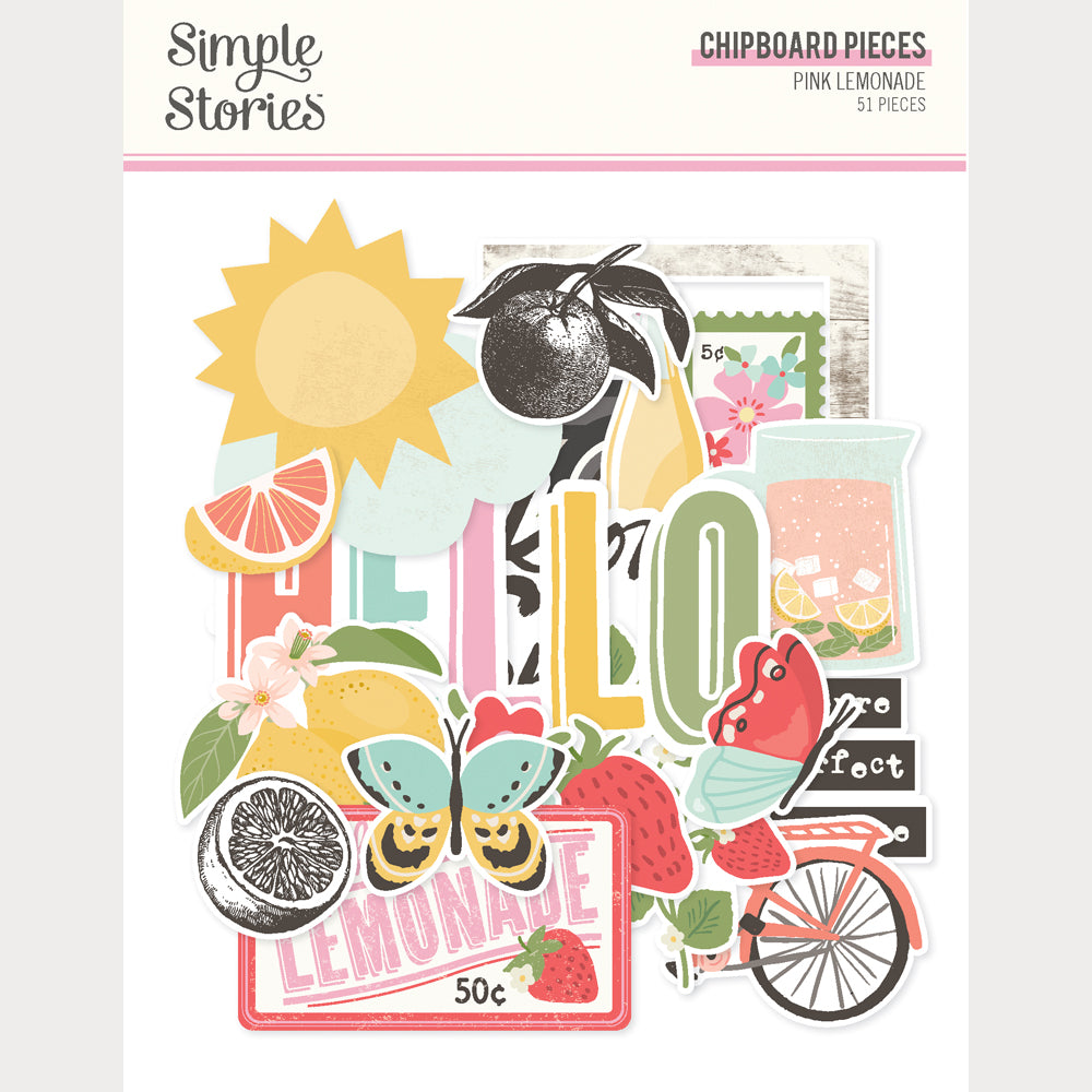 Pink Lemonade - Chipboard Pieces