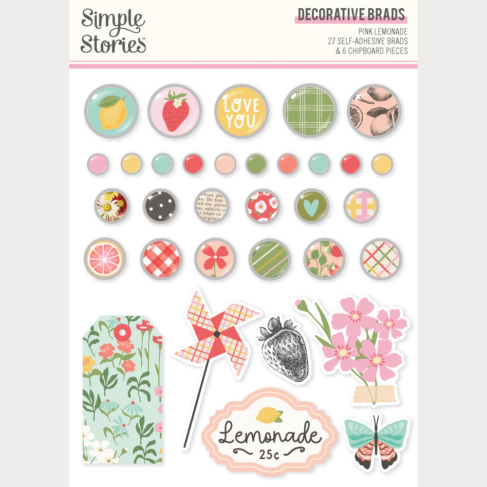 Pink Lemonade - Decorative Brads