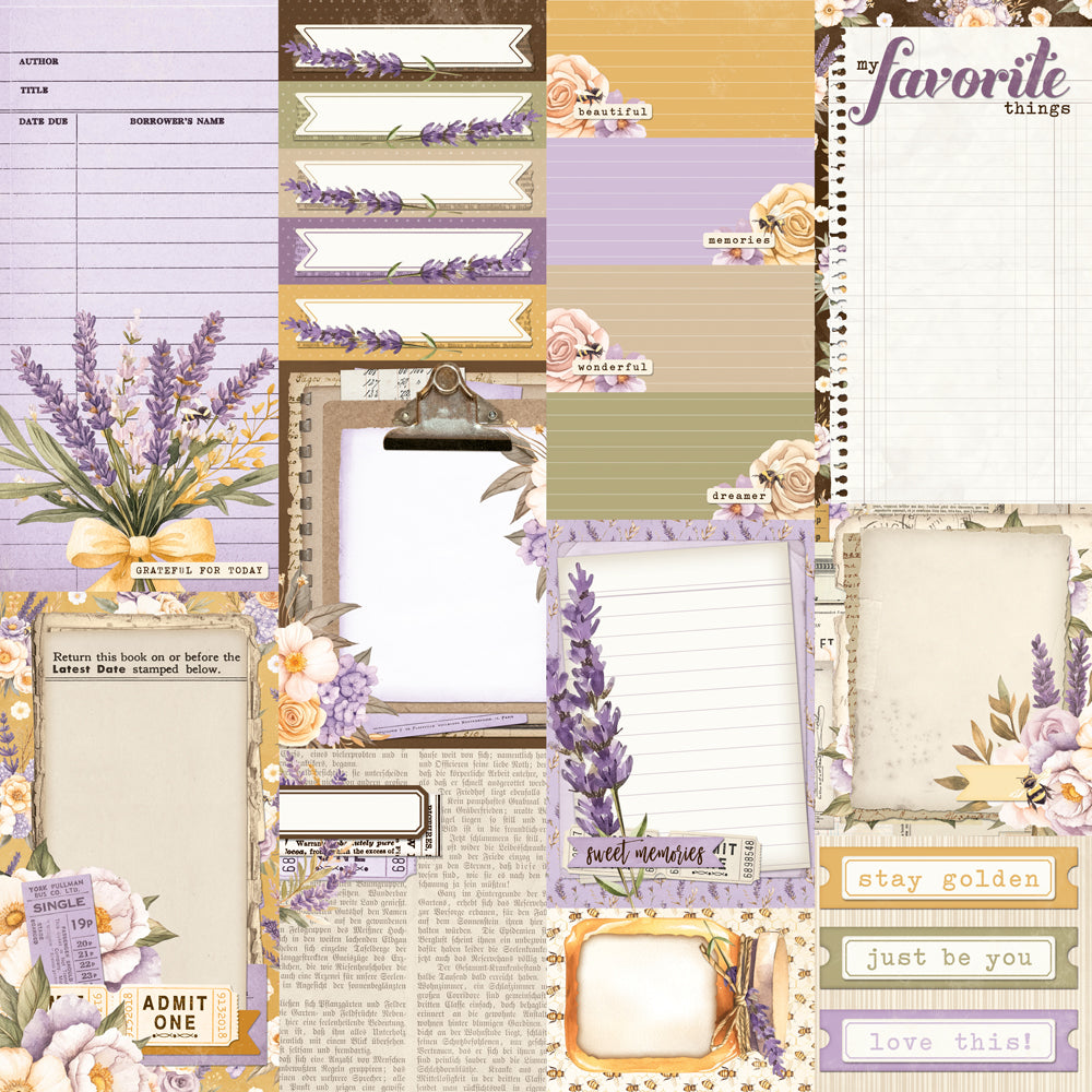 Simple Vintage Lavender Fields - Journal Elements
