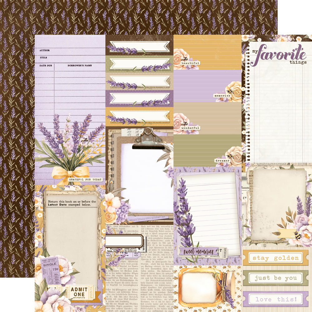 Simple Vintage Lavender Fields - Journal Elements