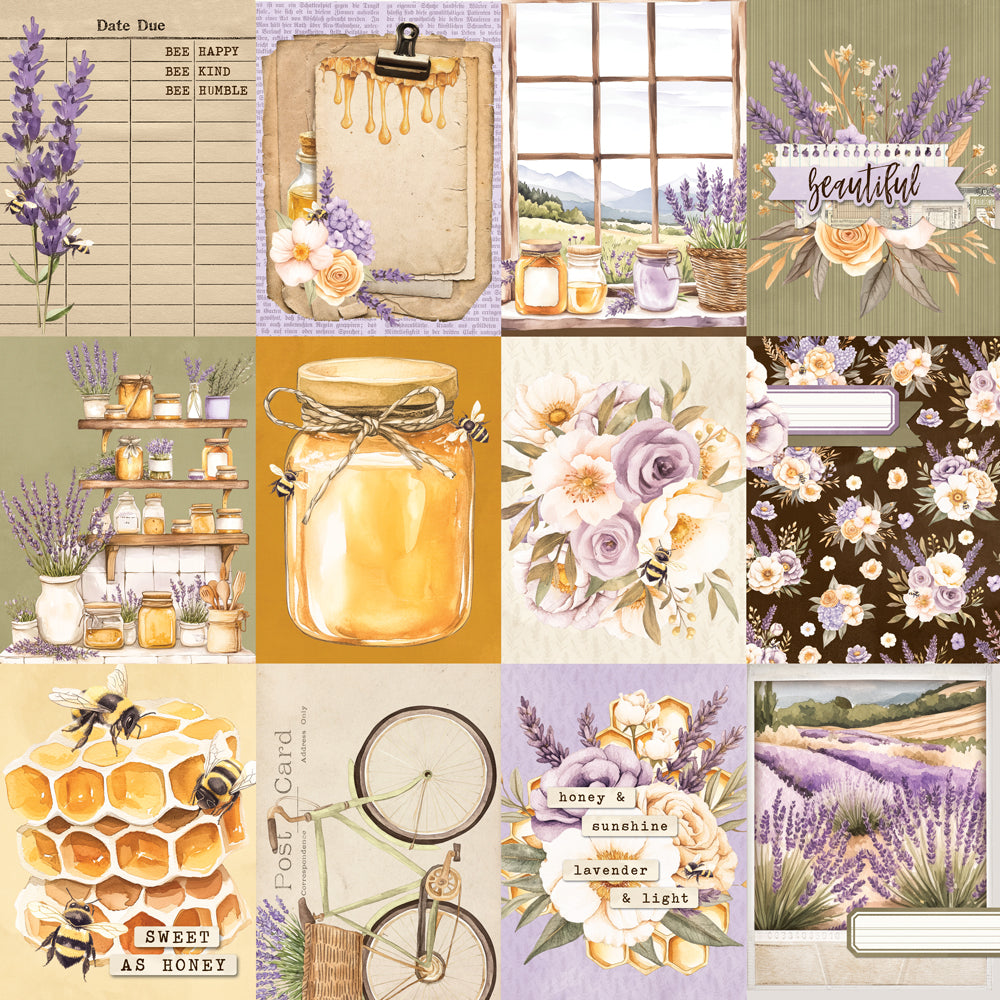 Simple Vintage Lavender Fields - 3x4 Elements