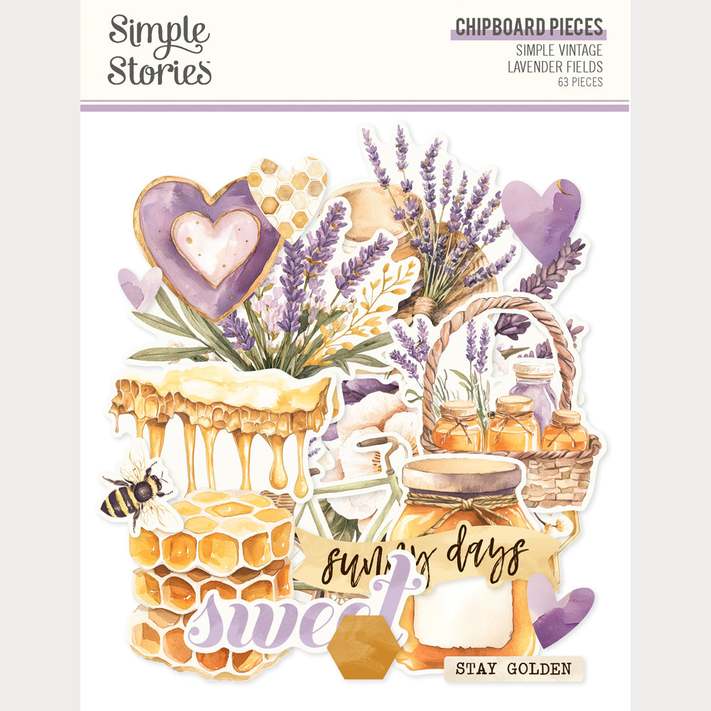 Simple Vintage Lavender Fields - Chipboard Pieces