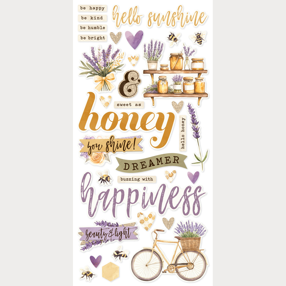 Simple Vintage Lavender Fields - Foam Stickers
