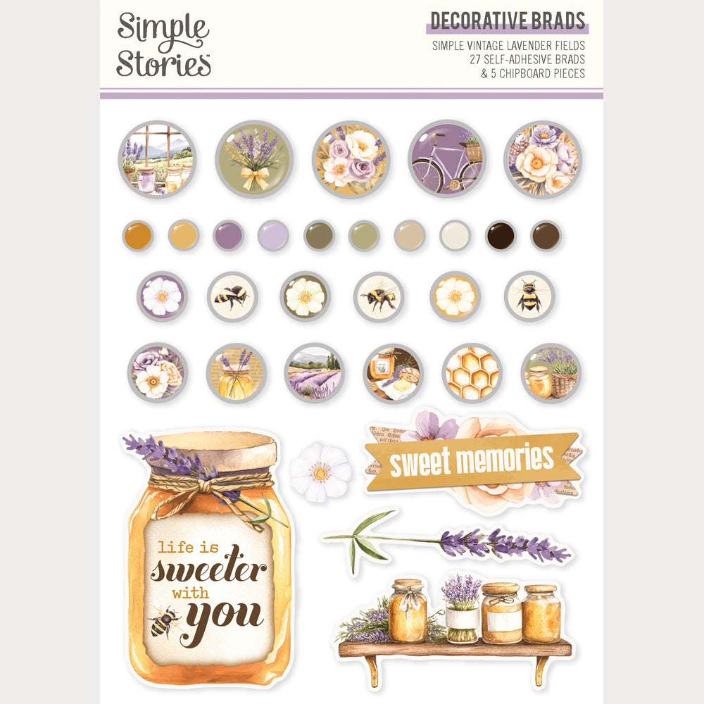 Simple Vintage Lavender Fields - Decorative Brads