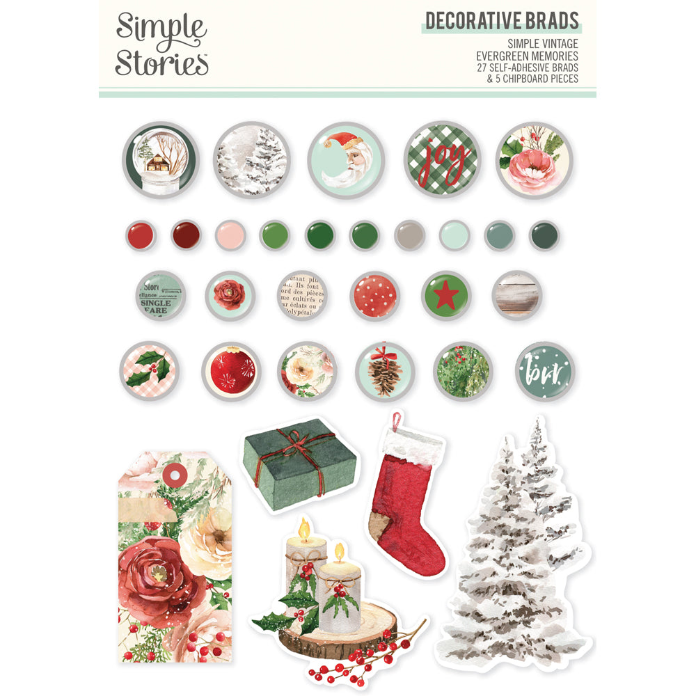 Simple Vintage Evergreen Memories - Decorative Brads