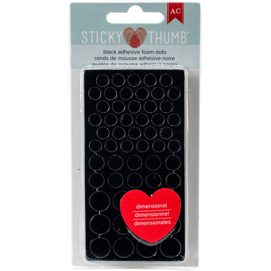 Sticky Thumb Dimensional Adhesive Foam 275/Pkg-Black Dots, Assorted Sizes
