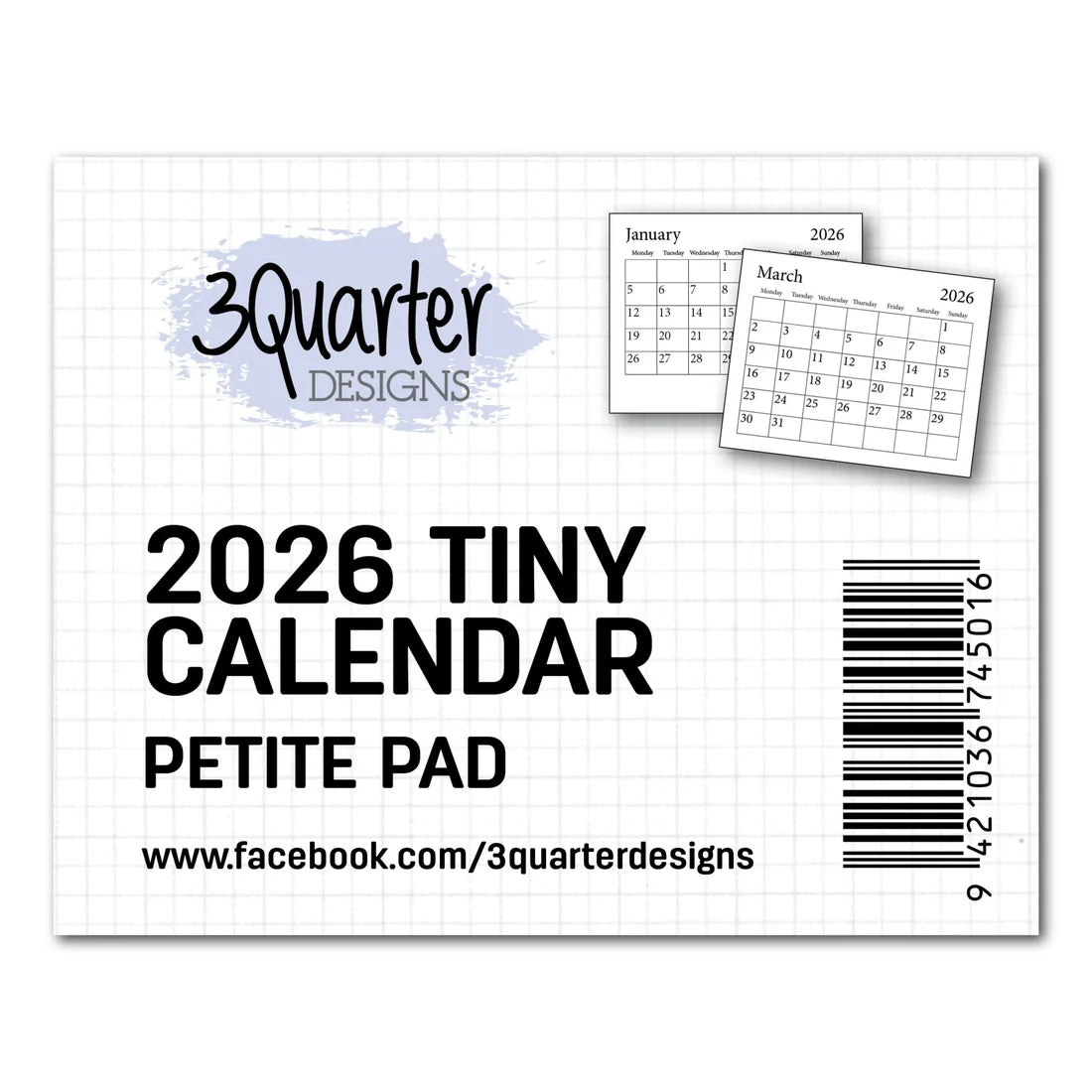 3Quarter Designs - 2026 Tiny Calendar Pad