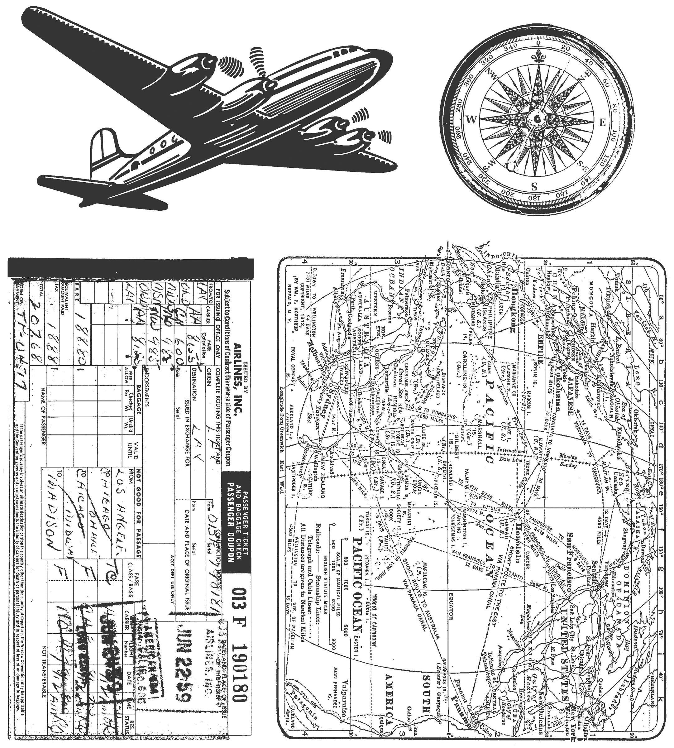 Air Travel - Cling Mounted Stamp