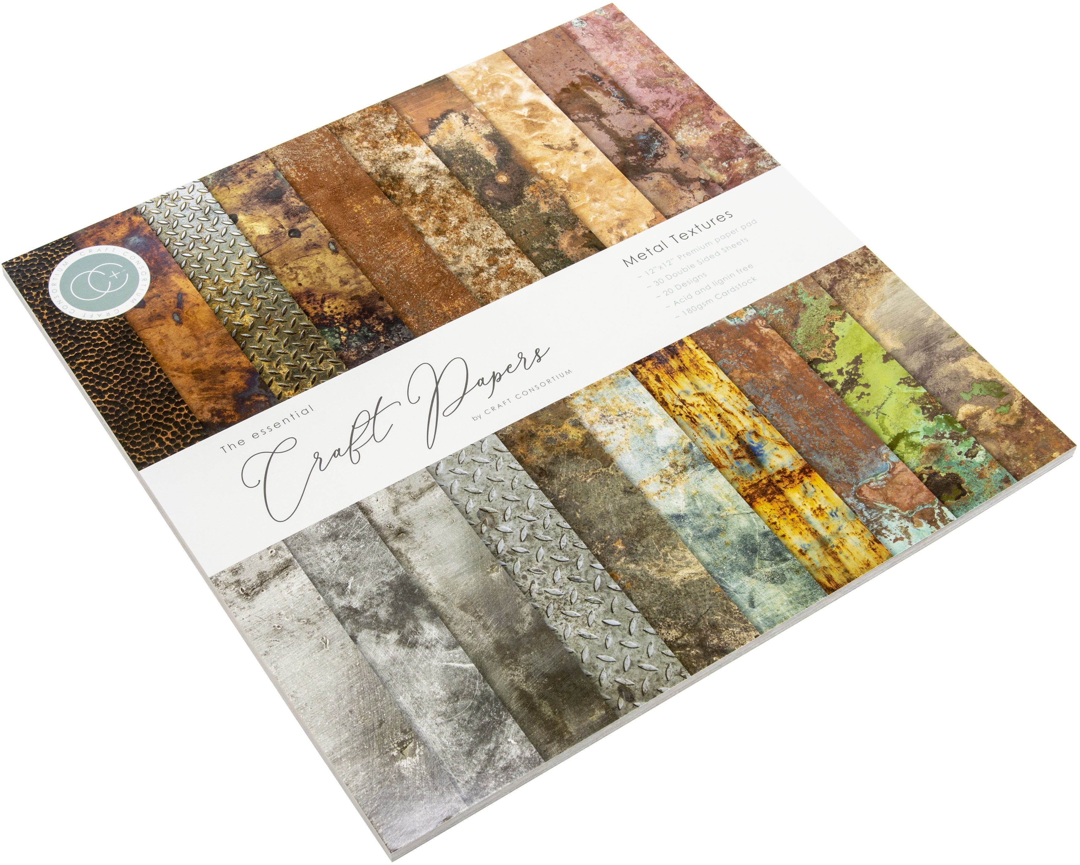 Craft Consortium Double-Sided Paper Pad 12X12-Metal Textures