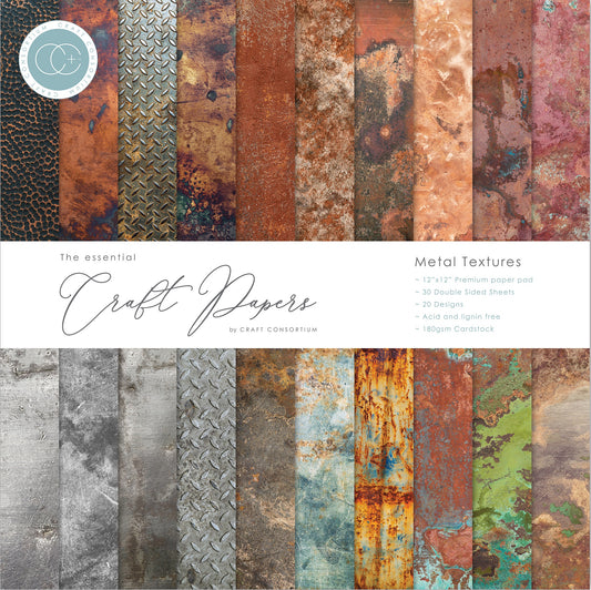 Craft Consortium Double-Sided Paper Pad 12X12-Metal Textures