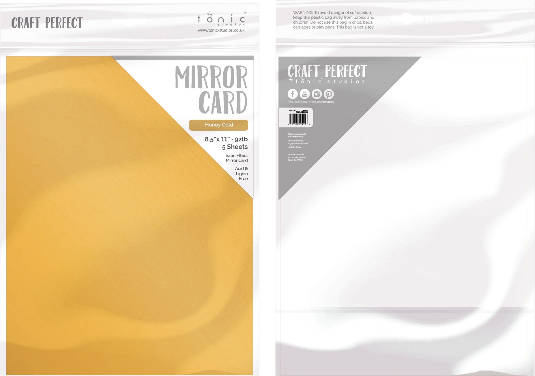 Craft Perfect Satin Mirror Cardstock 8.5"x11"-Satin -Honey Gold