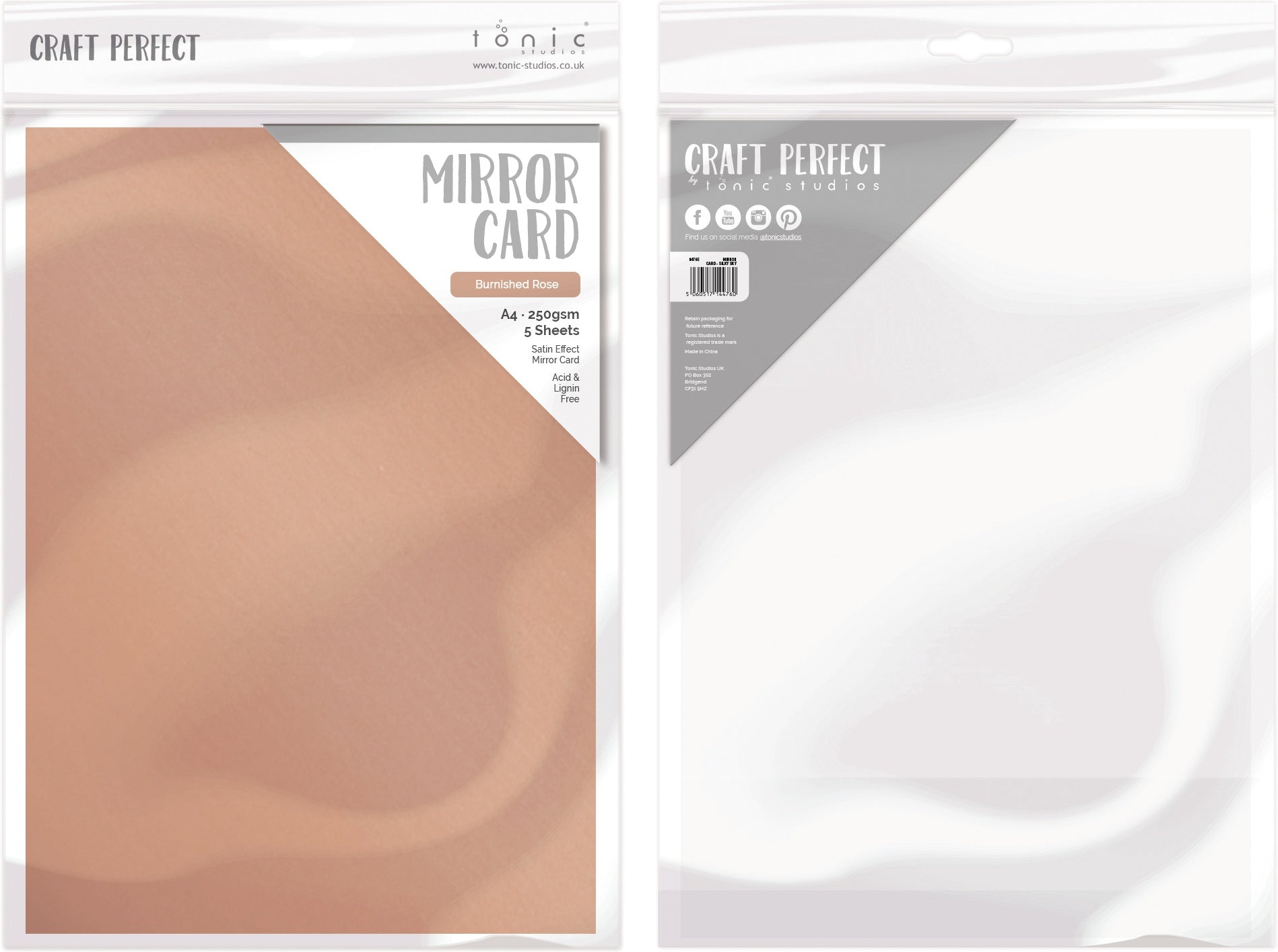 Craft Perfect Satin Mirror Cardstock 8.5"x11"-Satin -Burnished Rose