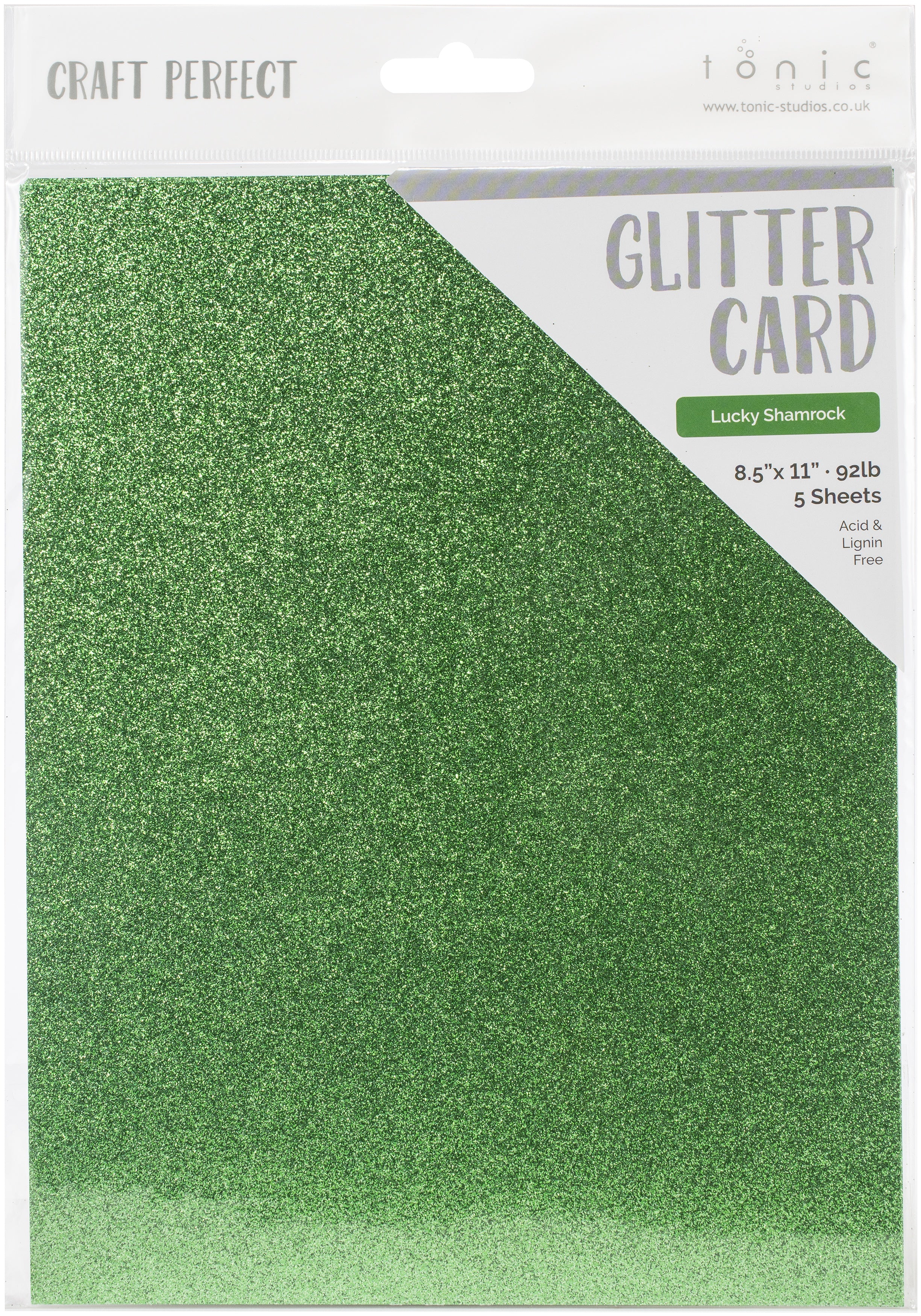 Craft Perfect Glitter Cardstock 8.5"x11"-Lucky Shamrock