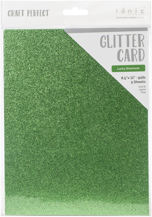 Craft Perfect Glitter Cardstock 8.5X11-Lucky Shamrock