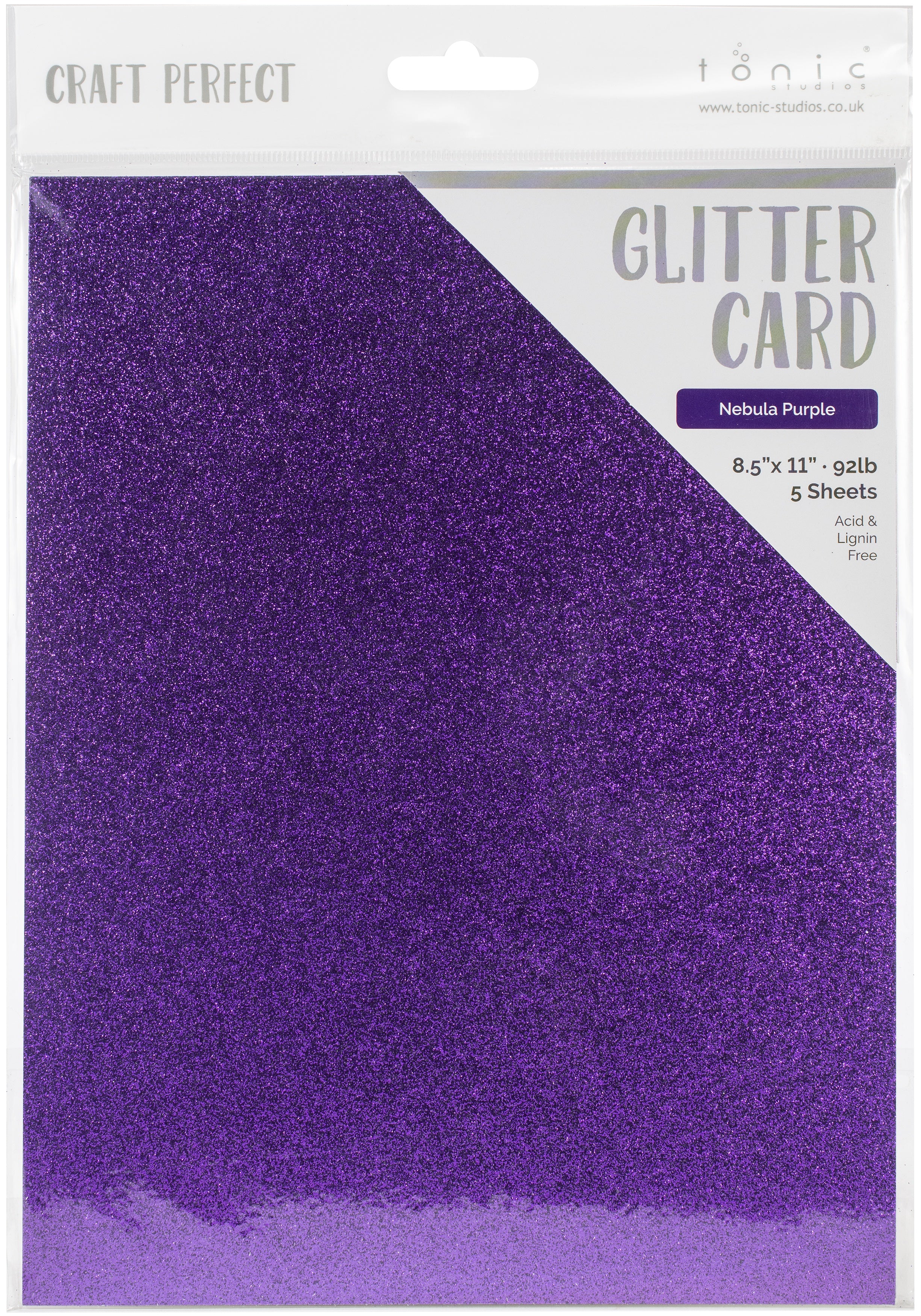 Craft Perfect Glitter Cardstock 8.5"x11"-Nebula Purple