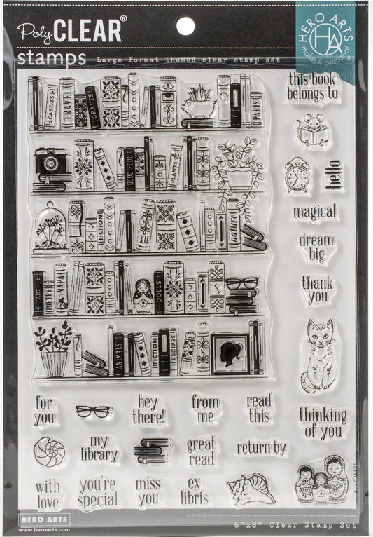 Hero Arts Clear Stamps 6"X8"-Bookcase Peek-A-Boo