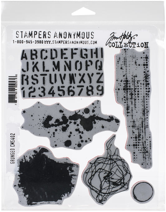 Tim Holtz Cling Stamps 7"X8.5"-Grunged