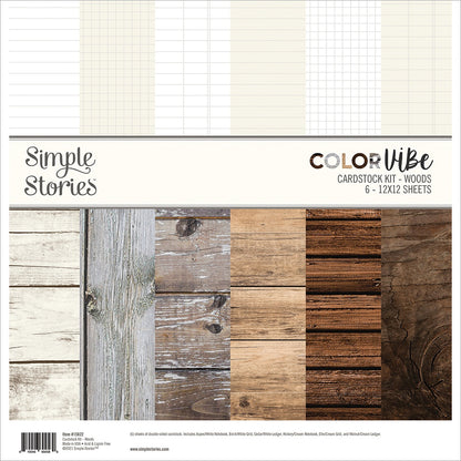 Simple Stories Color Vibe Textured Cardstock Kit 12X12-Woods