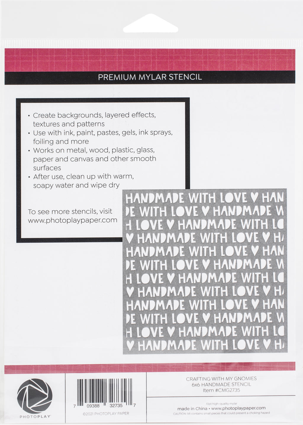 PhotoPlay Crafting With My Gnomies Stencil -Handmade