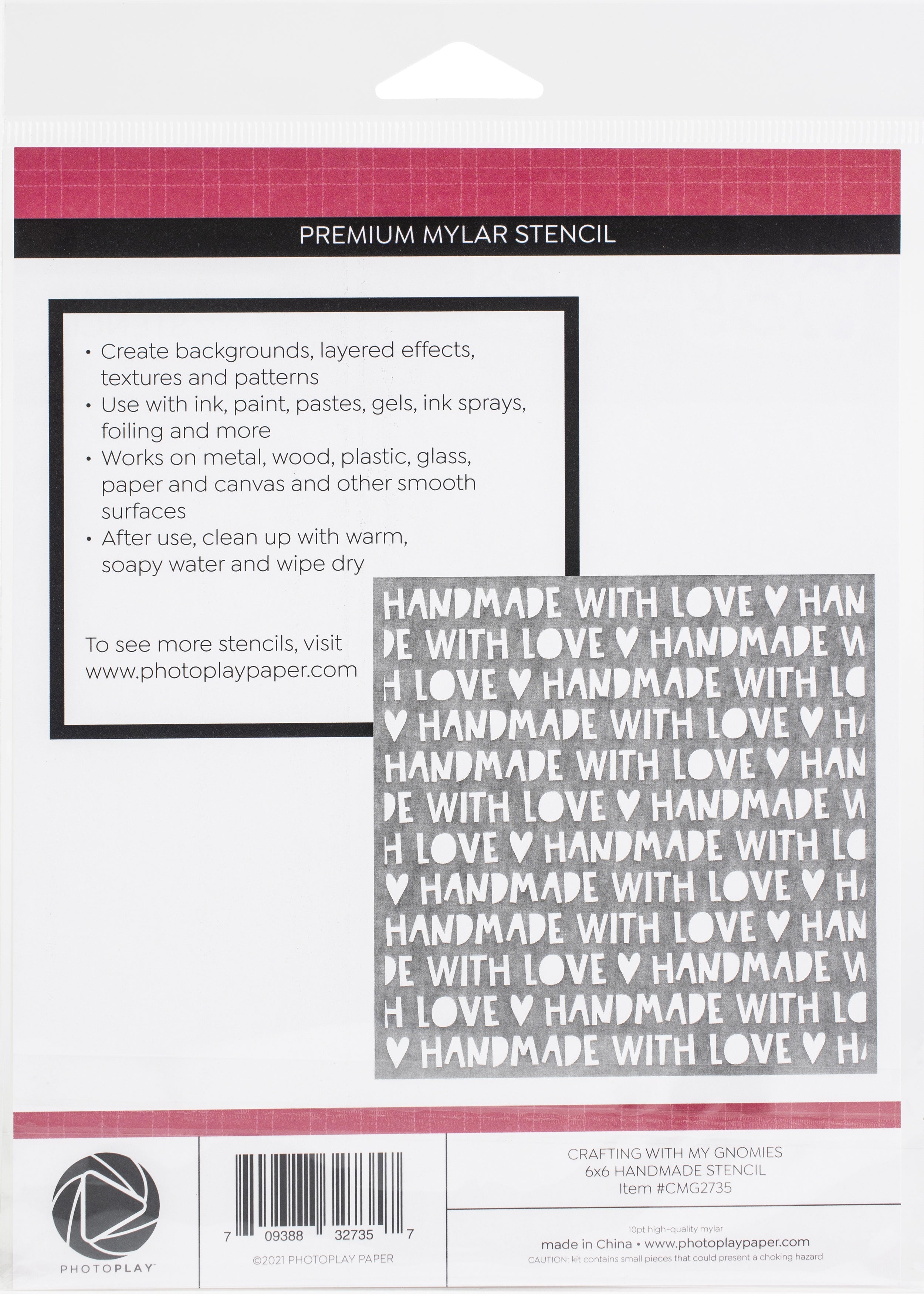 PhotoPlay Crafting With My Gnomies Stencil -Handmade