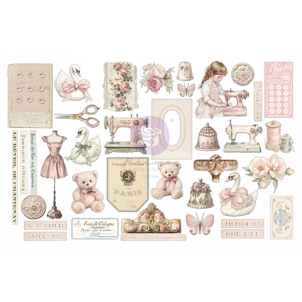Buttons & Keepsakes - Ephemera - Stitched Clippings