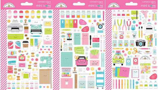 Doodlebug Cute & Crafty Mini Cardstock Stickers - Icons