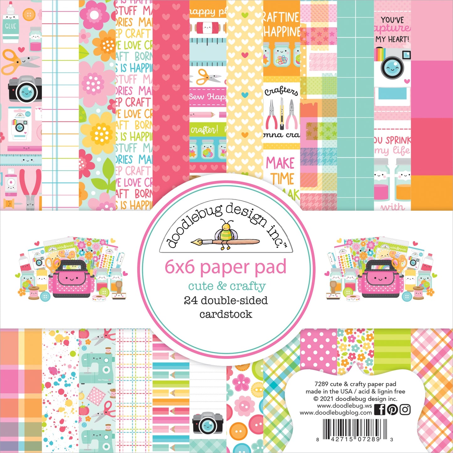 Doodlebug Cute & Crafty Double-Sided Paper Pad 6X6