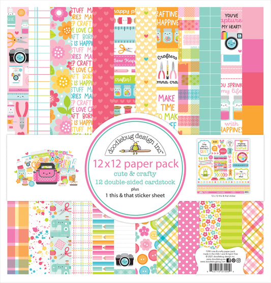 Doodlebug Cute & Crafty Double-Sided Paper Pack 12X12