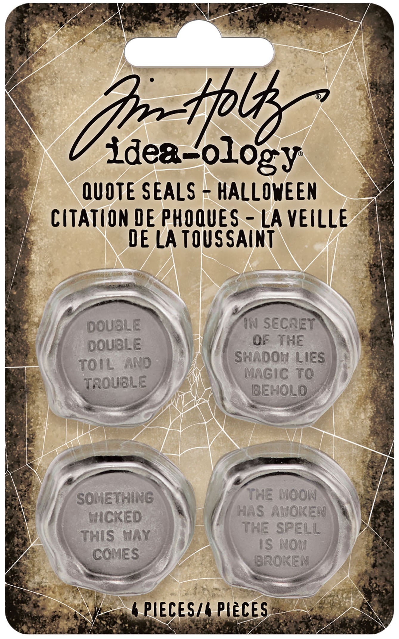 Tim Holtz Idea-Ology Metal Quote Seals 4/Pkg-Halloween