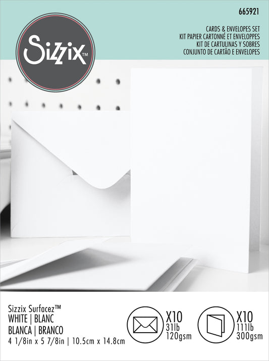 Sizzix Surfacez Card & Envelope Pack A6 10/Pkg-White